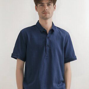 Men's Short-Sleeved Pullover Cotton Linen Shirt （Brand New）